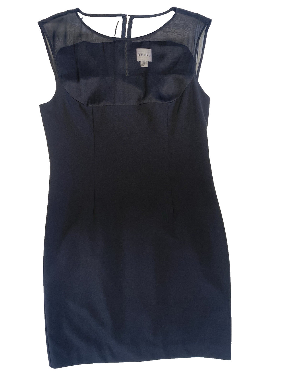 REISS Little Black Dress Womens Size 8 Quiet Luxury Party Fitted Sheath Mesh